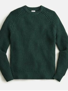 J.Crew Chunky Knit Cotton Sweater Forest Green Crewneck | Size M